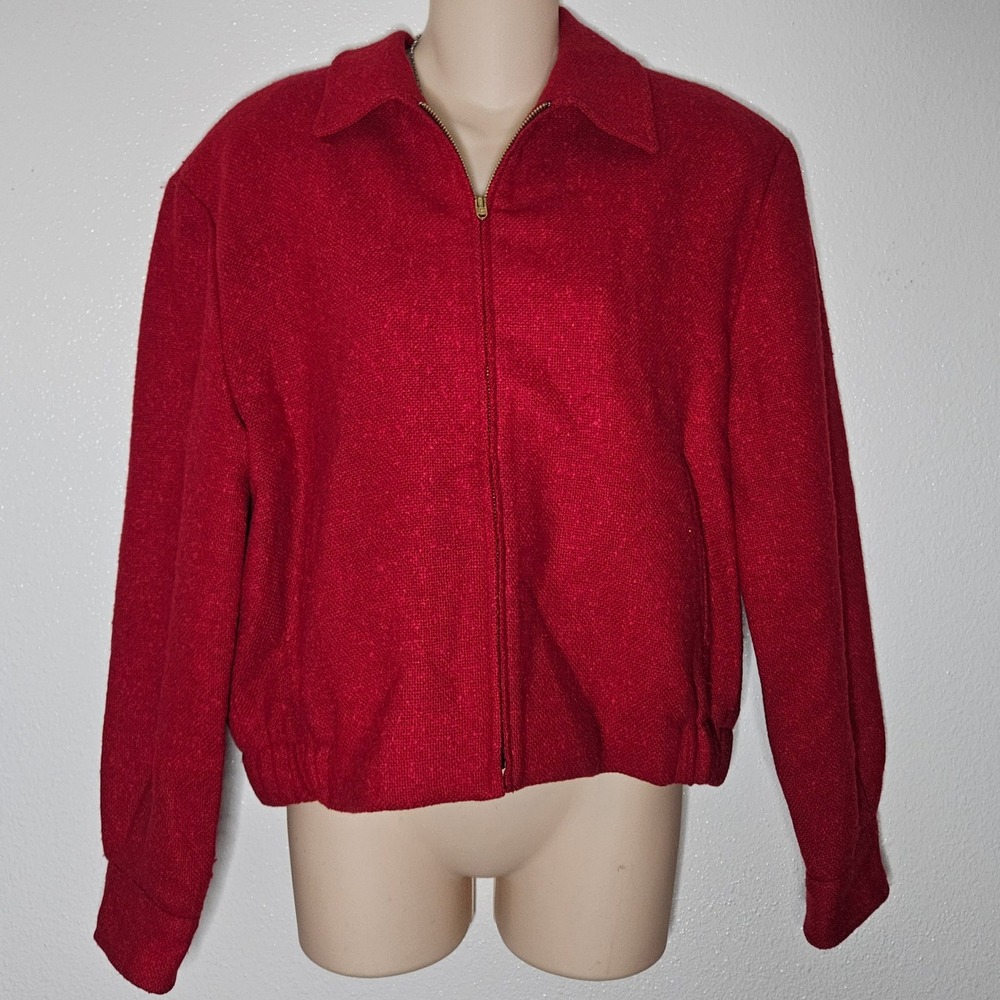 Pendleton Red Wool Zip Up Bomber Jacket Classic Vintage